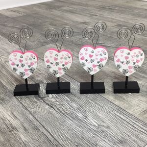 Lot of 4 Heart Photo holders w/Pink/Zebra hearts